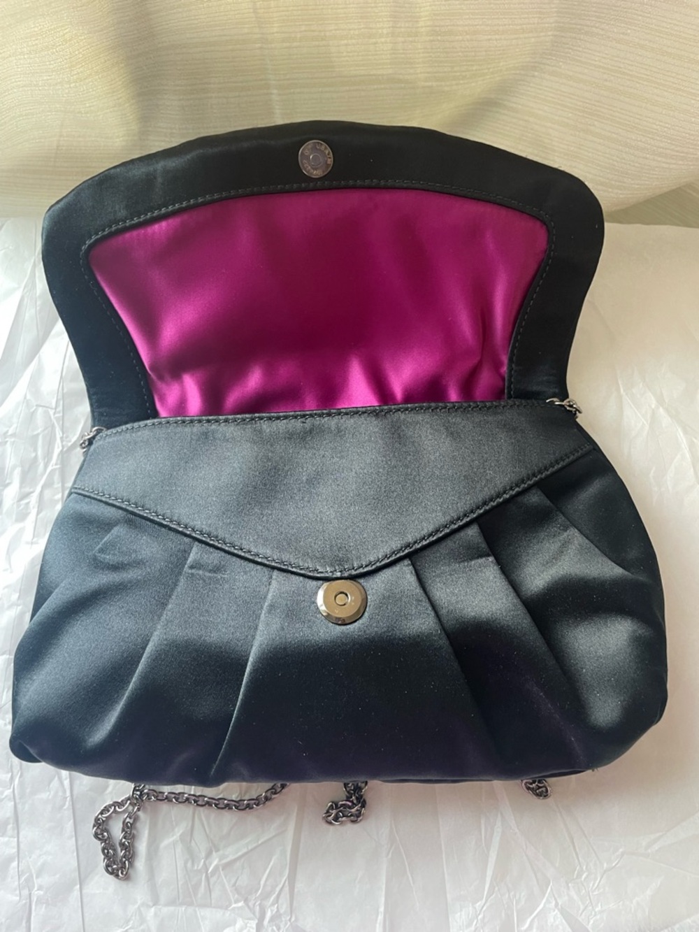 Henri Bendel Knot Mi Satin Clutch Shoulder Bag Black NWOT Henri Bendel - Picture 13 of 17